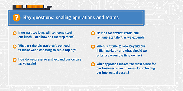 Key questions: scaling operations and teams